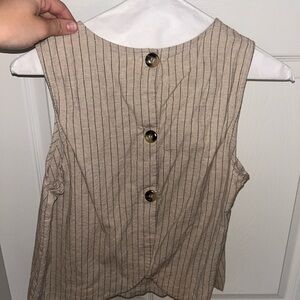 Striped Beige Sleeveless Top